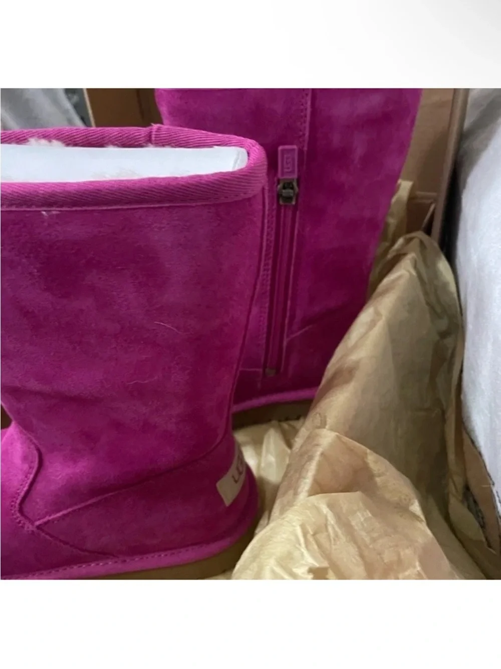 UGG | Lil Sunshine Boots Girls Size 13 Pink Side Zip Slip On Sheepskin